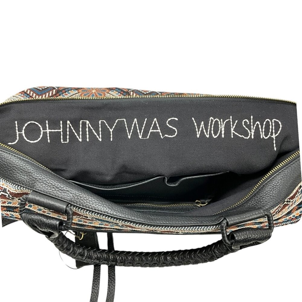 Johnny Was Workshop Molly Jo Tote Weekender Bag Black Floral Embroidery Leather - Picture 13 of 15